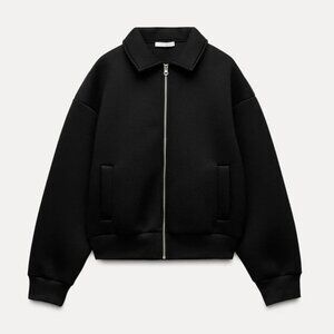 🌷🍂✨ Zara‎ Scuba Bomber Jacket – Black - Size M - NWT🌷🍂✨